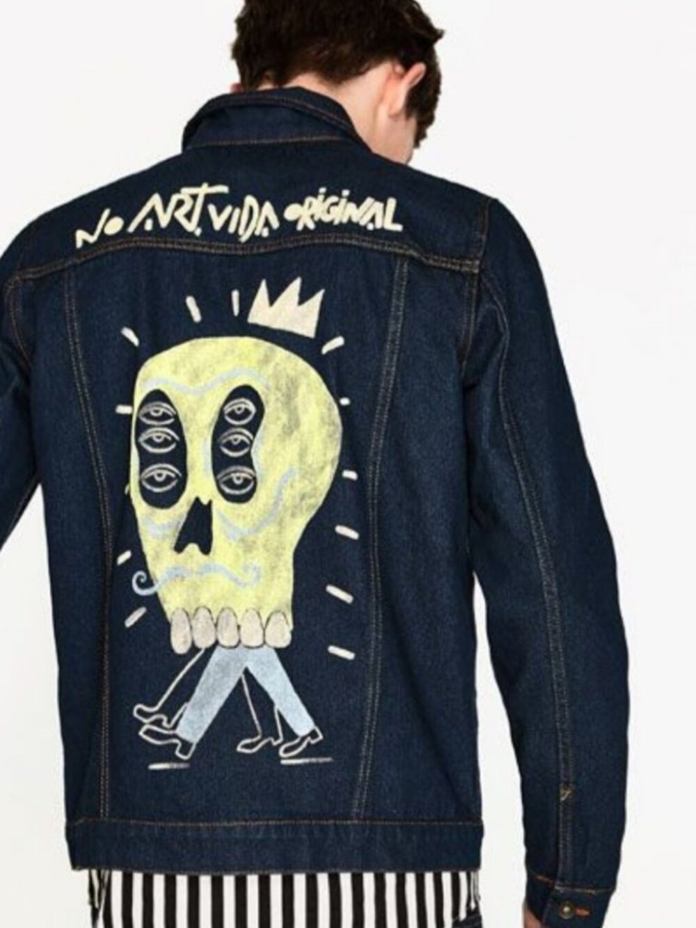 ZARA x Milicia Grafica Collab Limited Edition Denim Jacket Size Small - EUC
